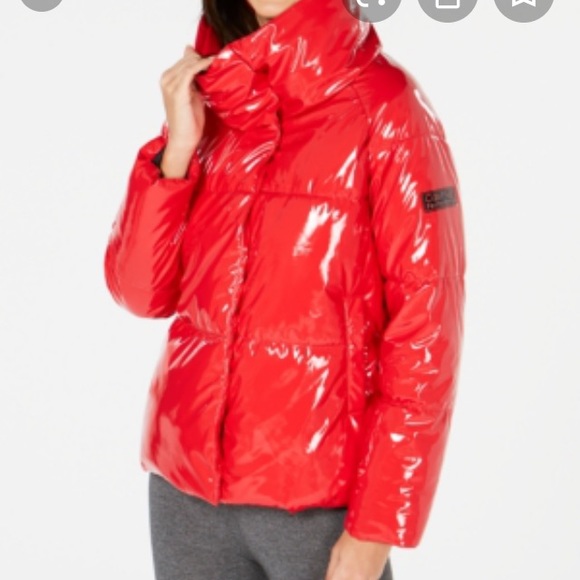 calvin klein red puffer jacket